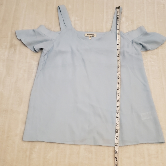 Monteau Baby Blue Flutter Sleeve Cold Shoulder Blouse - Picture 10 of 12
